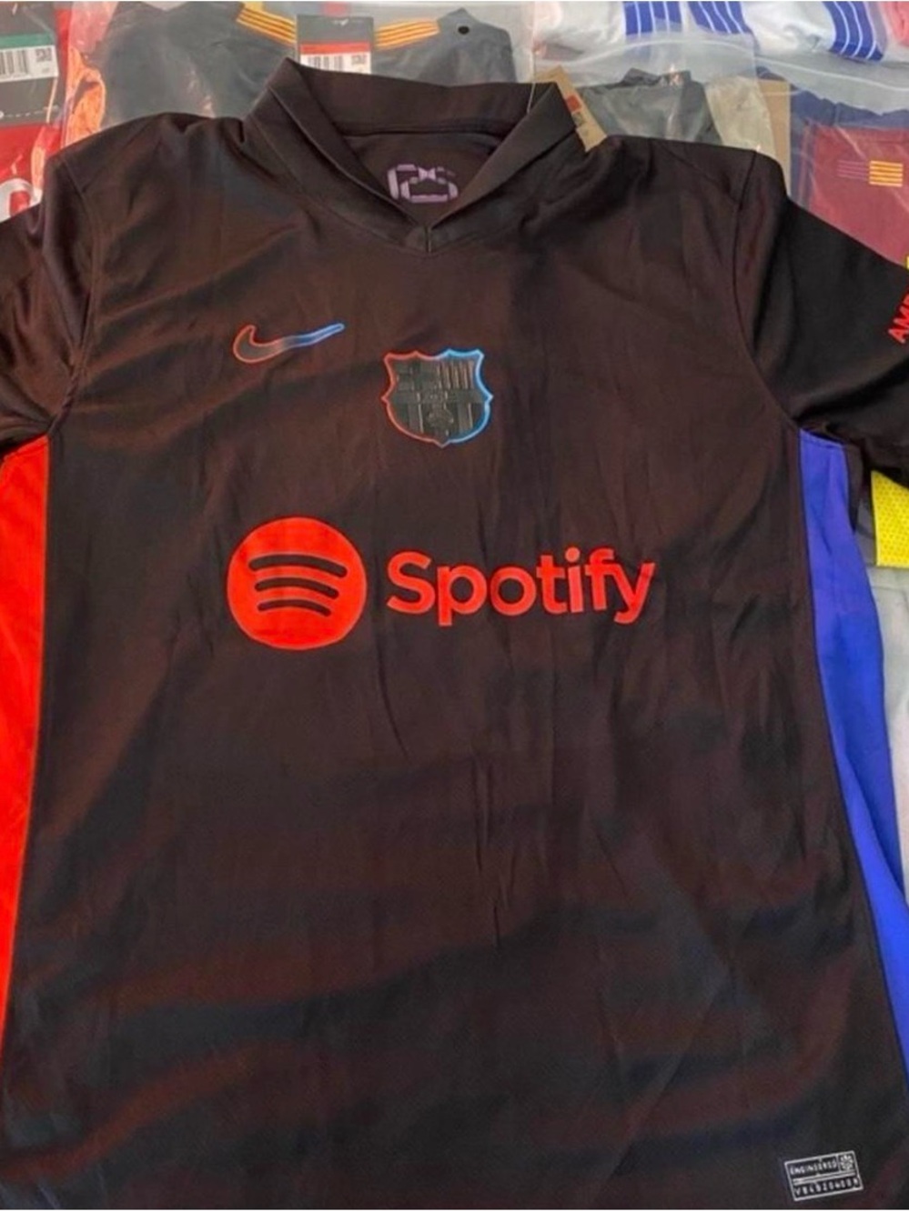 Nike Black Kids Soccer Jersey with Red Spotify Logo